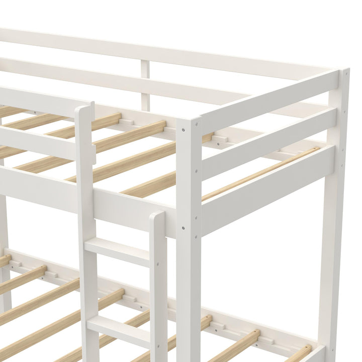 Quality wooden Indiana bunk bed -  White - Twin-Over-Twin