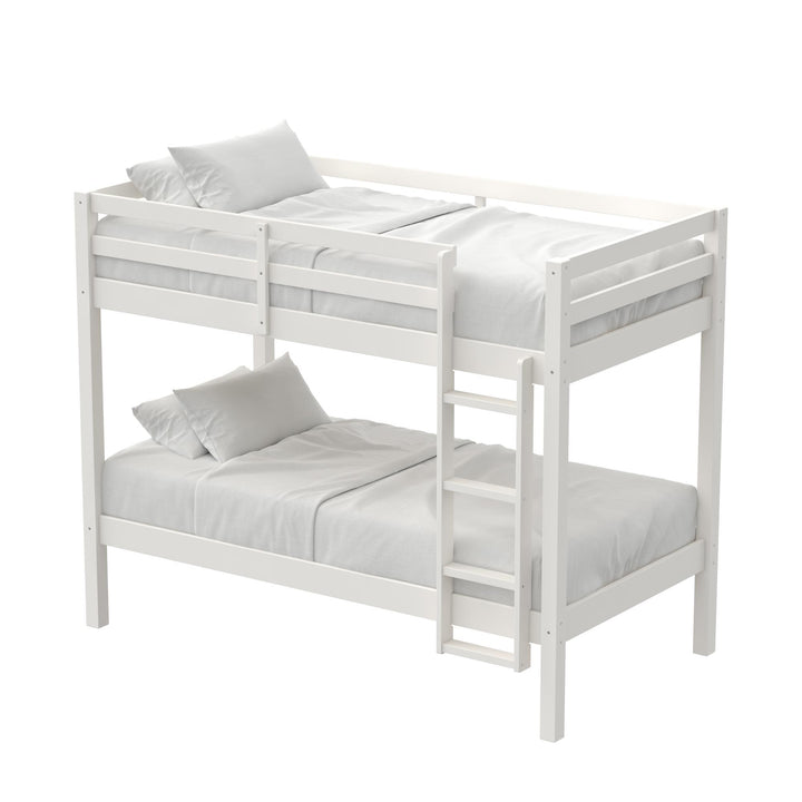 Bunk bed with built-in ladder -  White - Twin-Over-Twin
