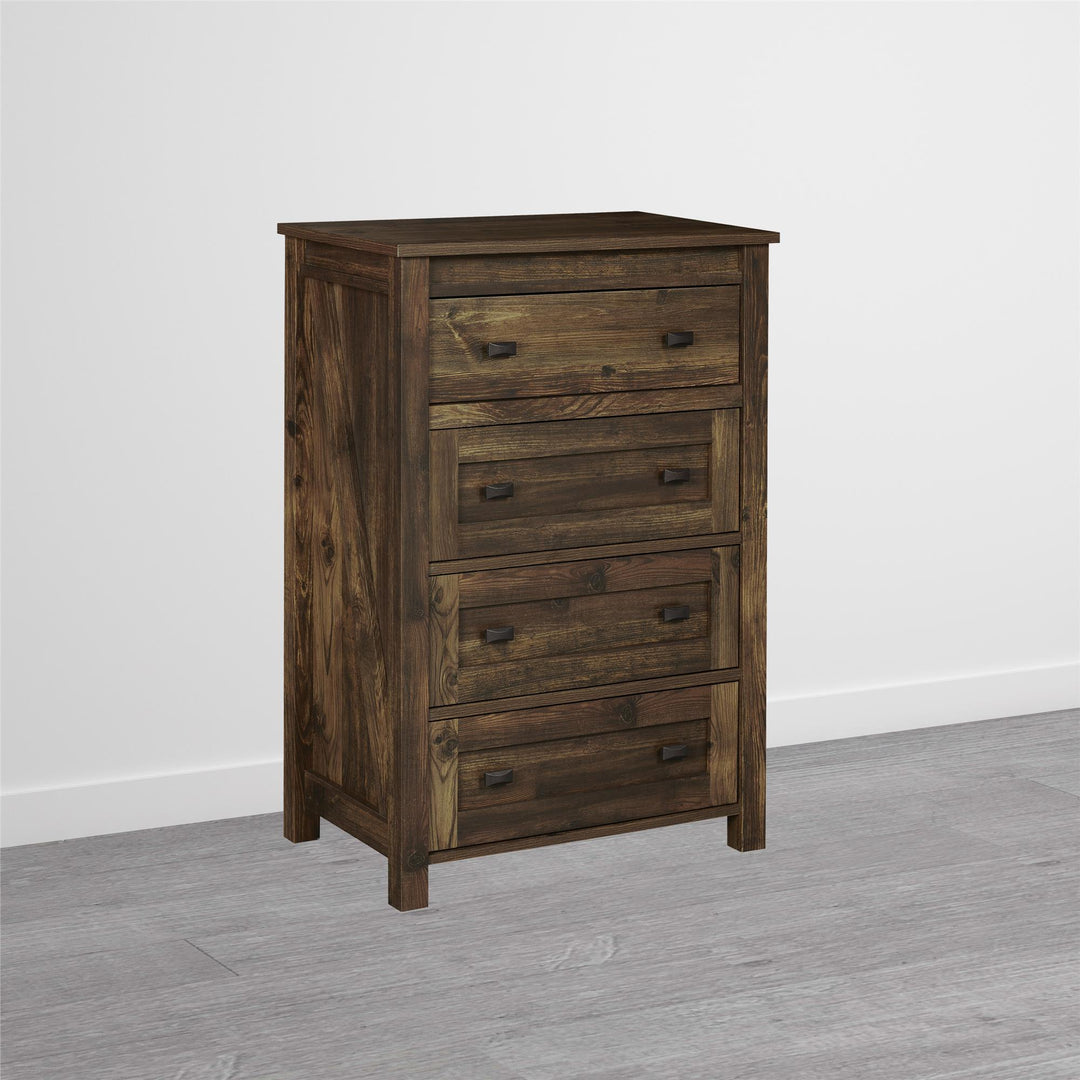 4 Drawer Rustic Dresser with Linen Interiors Farmington -  Rustic