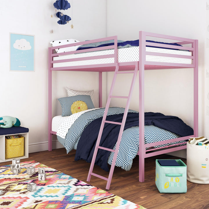 twin over twin convertible bunk bed - Pink
