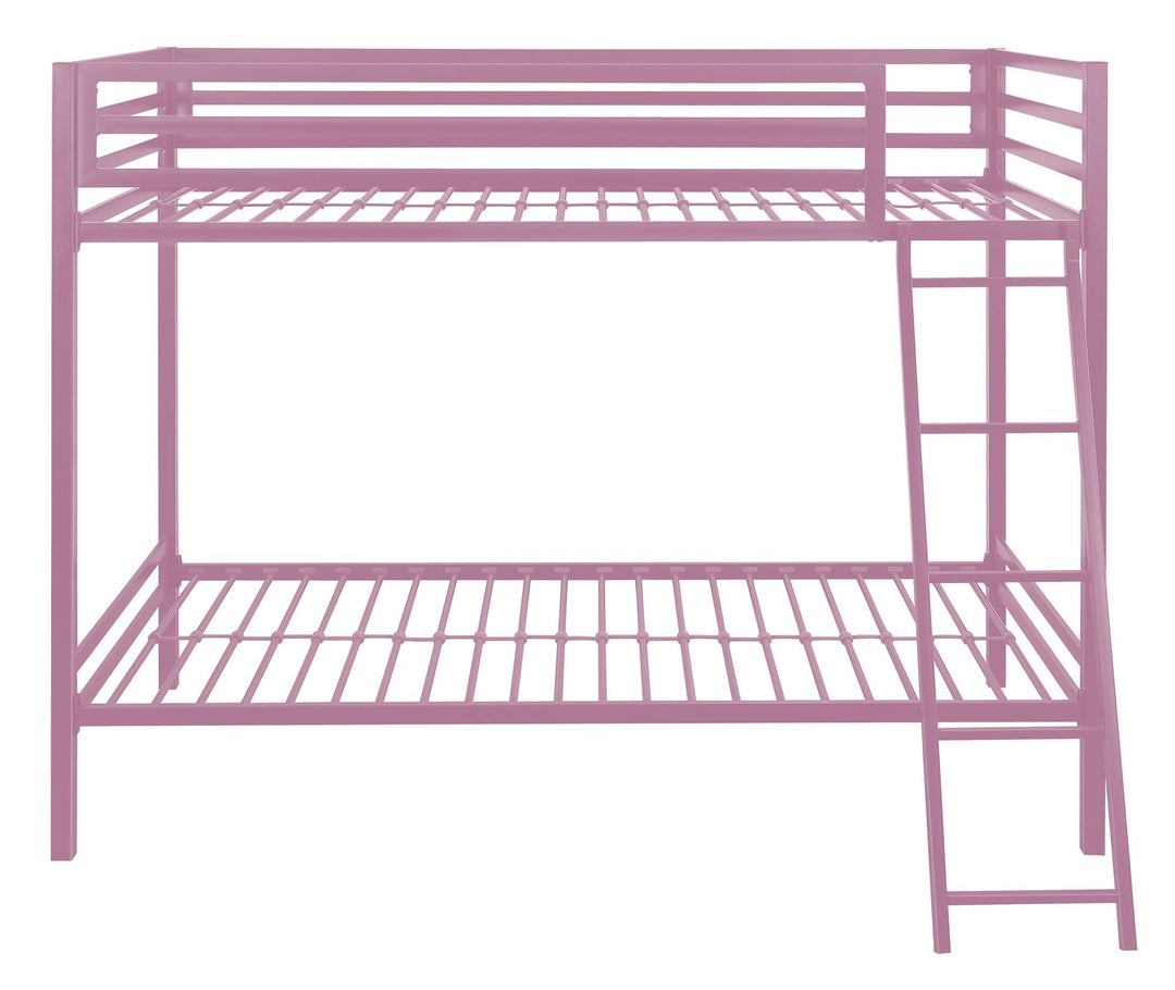 twin over twin bunk beds metal - Pink