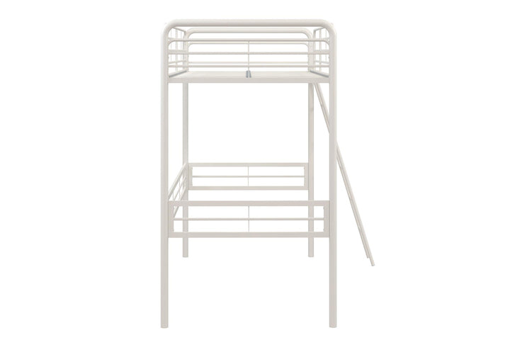 Tommy Twin Loft Bed with Slanted Ladder -  White  -  Twin