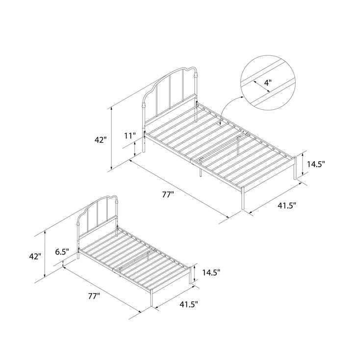 double bed base and headboard - White - Twin Size