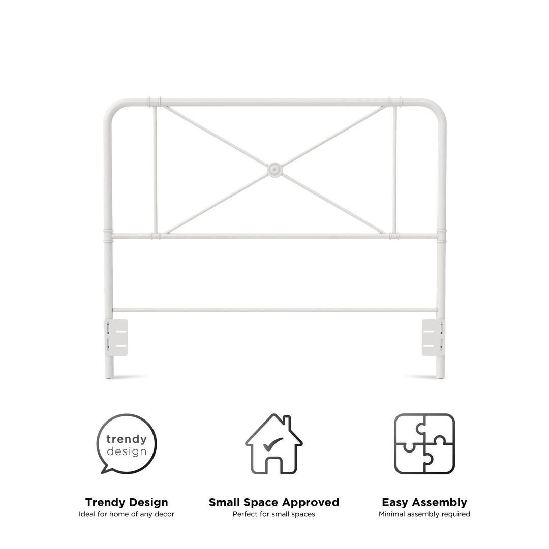 heavy duty metal bed frame with headboard - White - Twin Size