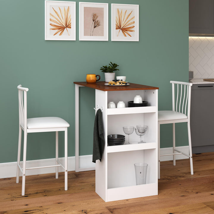 Breakfast bar table and chairs -  White