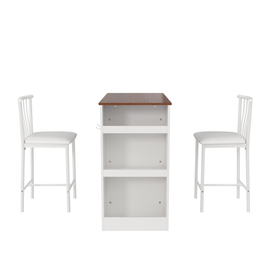 3 Piece Counter Height Breakfast Bar Table and Chairs Set  -  White