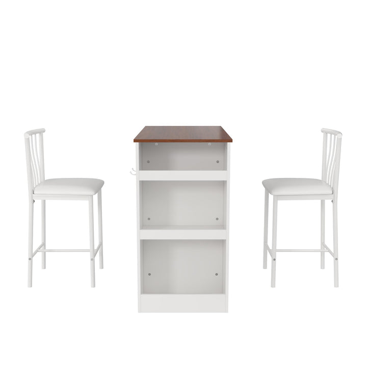 3 Piece Counter Height Breakfast Bar Table and Chairs Set  -  White