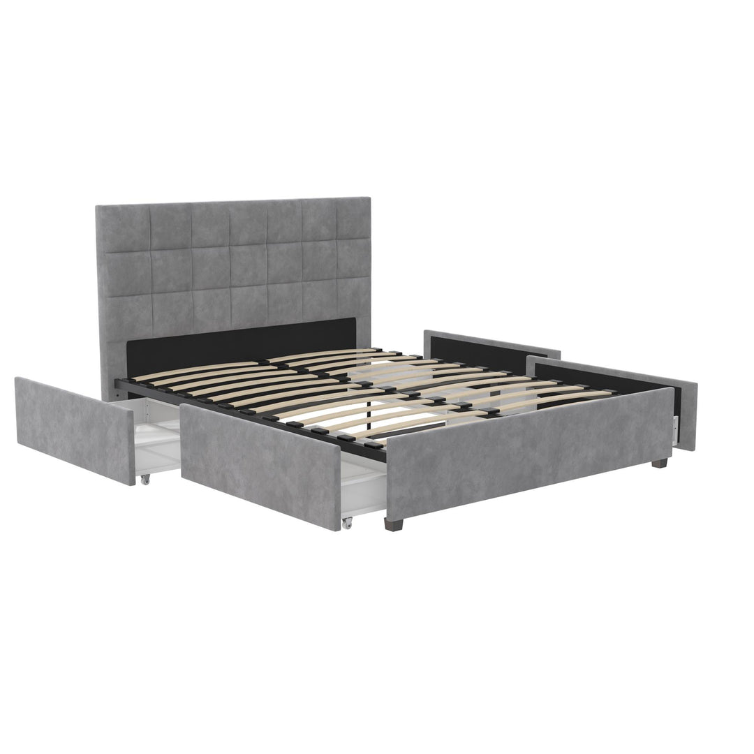 Stylish Serena bed with storage drawers -  Light Gray 