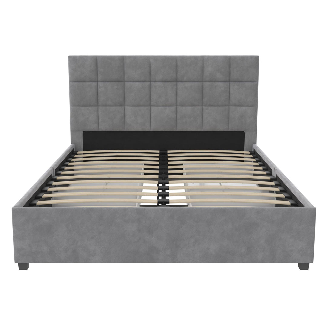 Serena upholstered bed with drawers -  Light Gray 