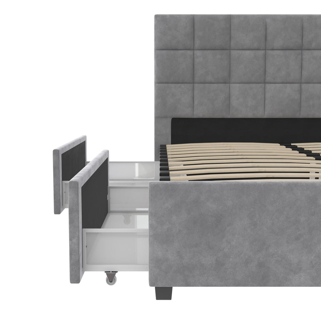 Elegant Serena upholstered bed with drawers -  Light Gray 