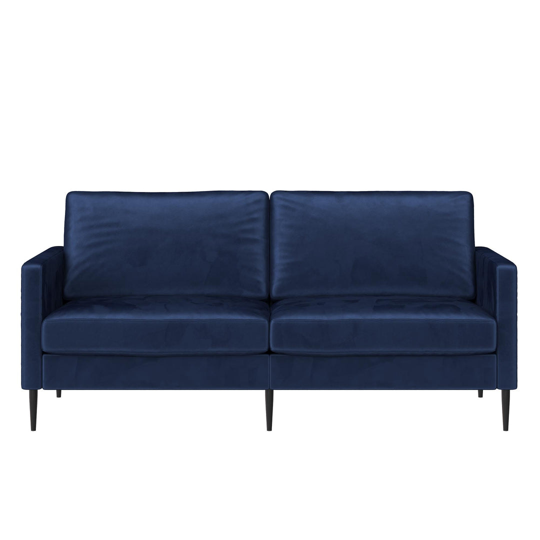 Ellie 3-Seater Velvet Sofa with Reversible Back Cushions - Blue