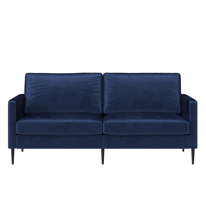Ellie 3-Seater Velvet Sofa with Reversible Back Cushions - Blue