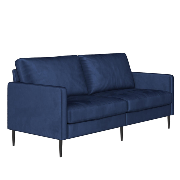 Ellie 3-Seater Velvet Sofa with Reversible Back Cushions - Blue