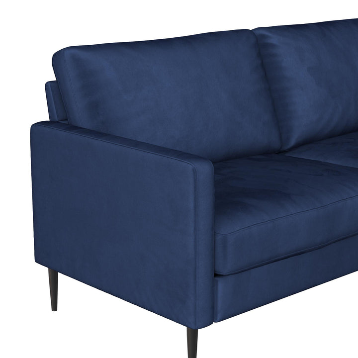 Ellie 3-Seater Velvet Sofa with Reversible Back Cushions - Blue