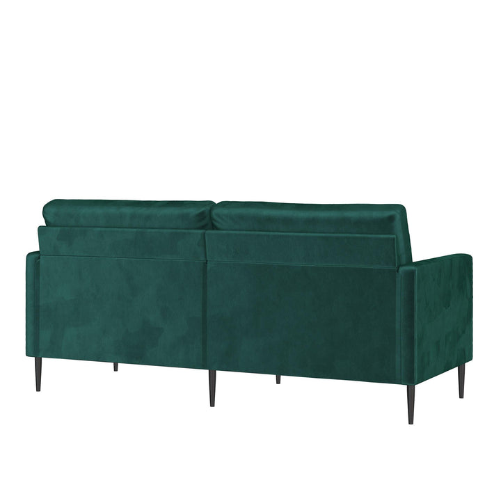 Ellie 3-Seater Velvet Sofa with Reversible Back Cushions - Green