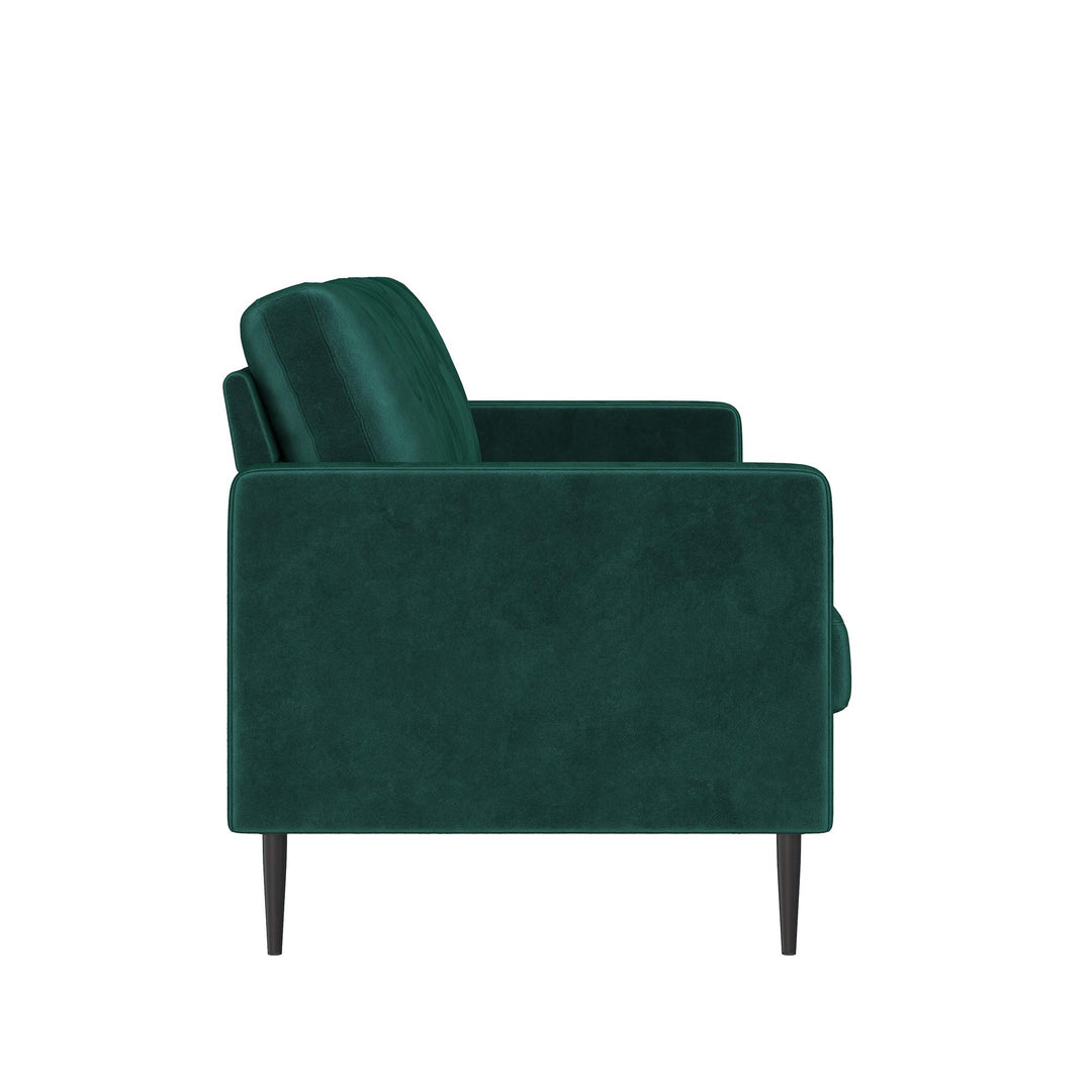 Ellie 3-Seater Velvet Sofa with Reversible Back Cushions - Green