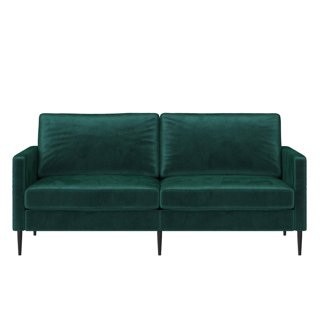 Ellie 3-Seater Velvet Sofa with Reversible Back Cushions - Green