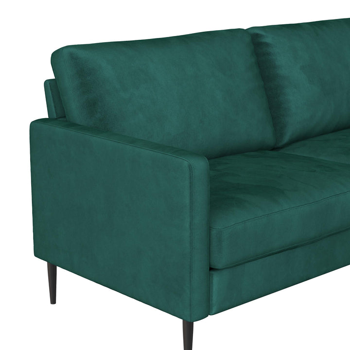 Ellie 3-Seater Velvet Sofa with Reversible Back Cushions - Green