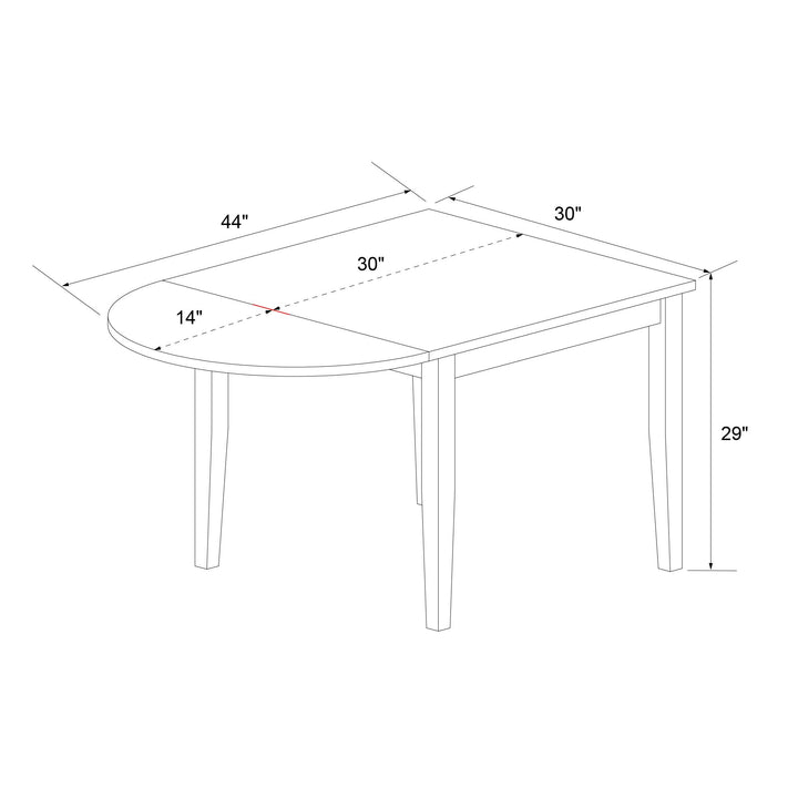 Thompson U-Shaped Drop Leaf Extension Wood Table - Black