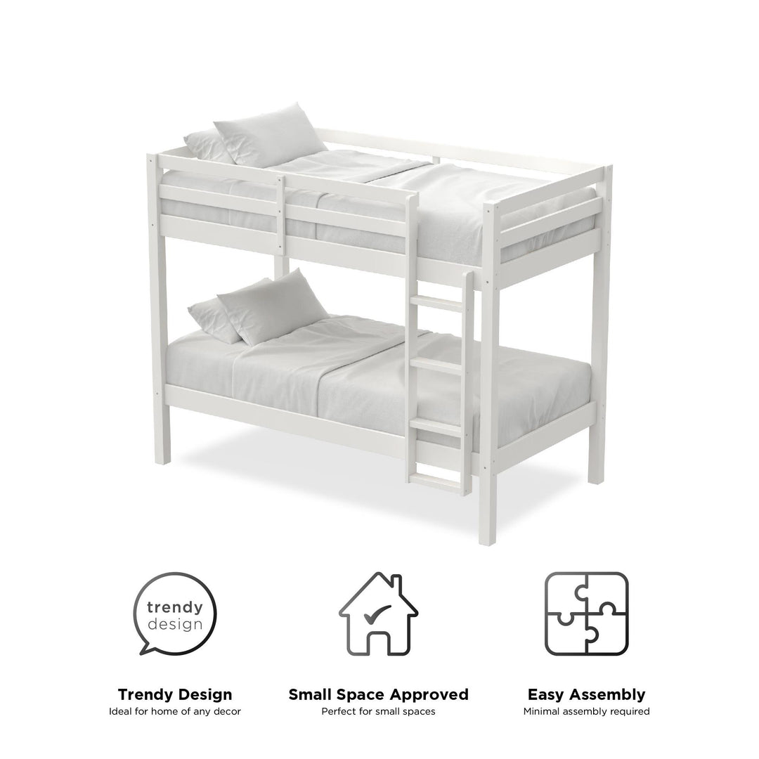 Bunk beds for kids Indiana -  White - Twin-Over-Twin