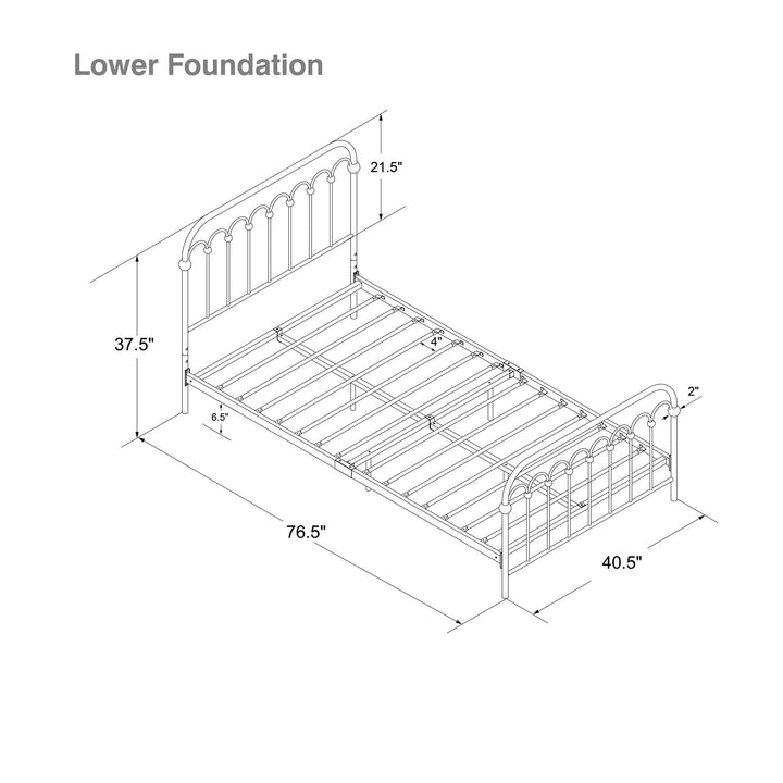 Spacious and Functional Metal Bed Frame -  White 