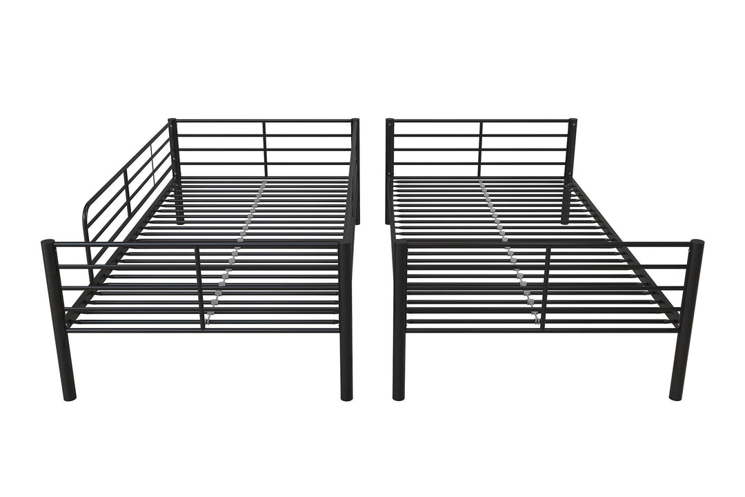 Convertible Metal Bunk Bed for Twins -  Black  - Twin-Over-Twin