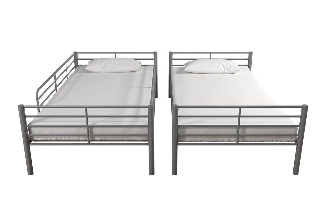 Best Convertible Stacking Bunk Bed -  Silver  - Twin-Over-Twin