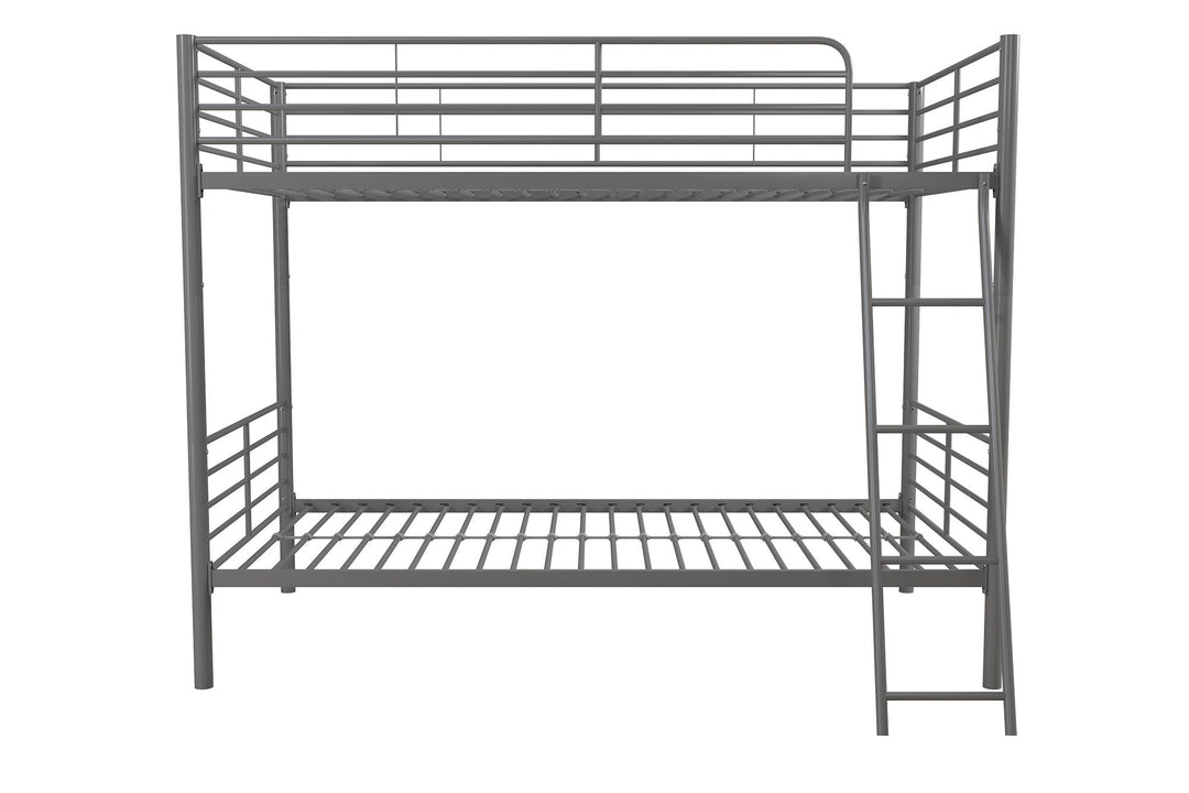 Best Stacking Metal Bunk Bed for Kids -  Silver  - Twin-Over-Twin