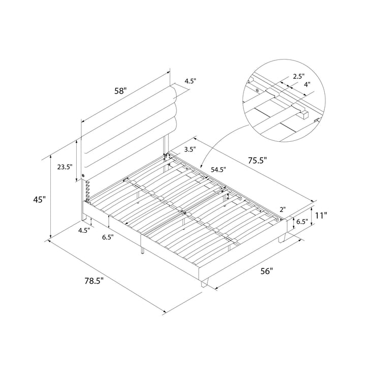 headboard with usb ports - Dark Gray - Full Size