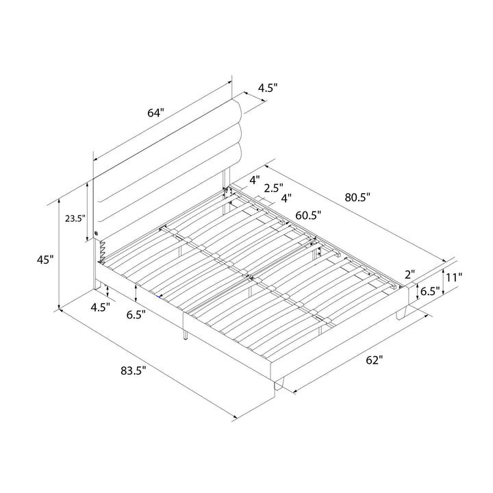 bed frame with usb - Dark Gray - Queen Size