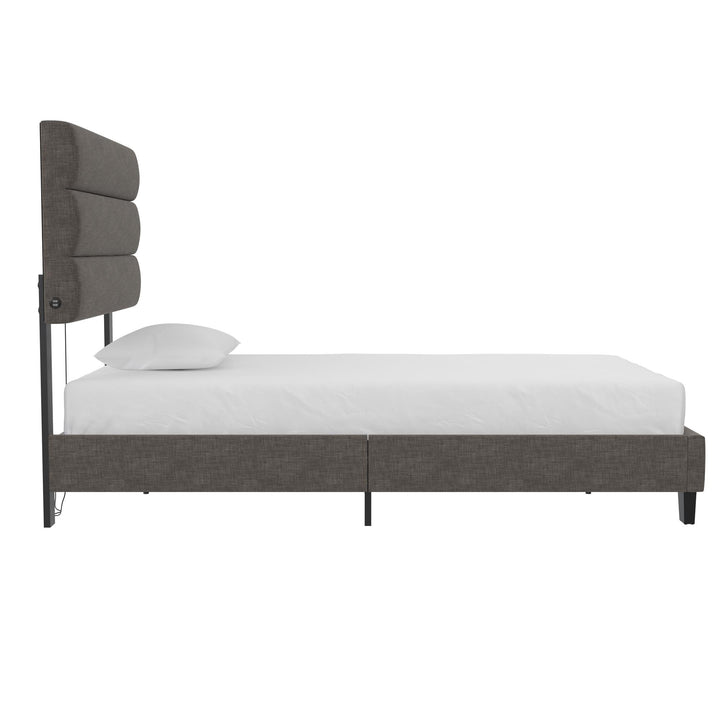 wood fram with slats and headboard - Dark Gray - Twin Size