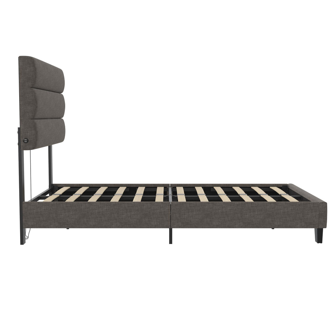 fabric headboard bed frame - Dark Gray - Twin Size