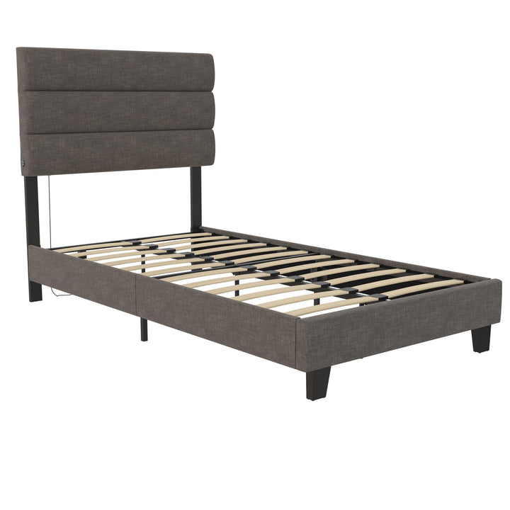 tufted platform bed frame - Dark Gray - Twin Size