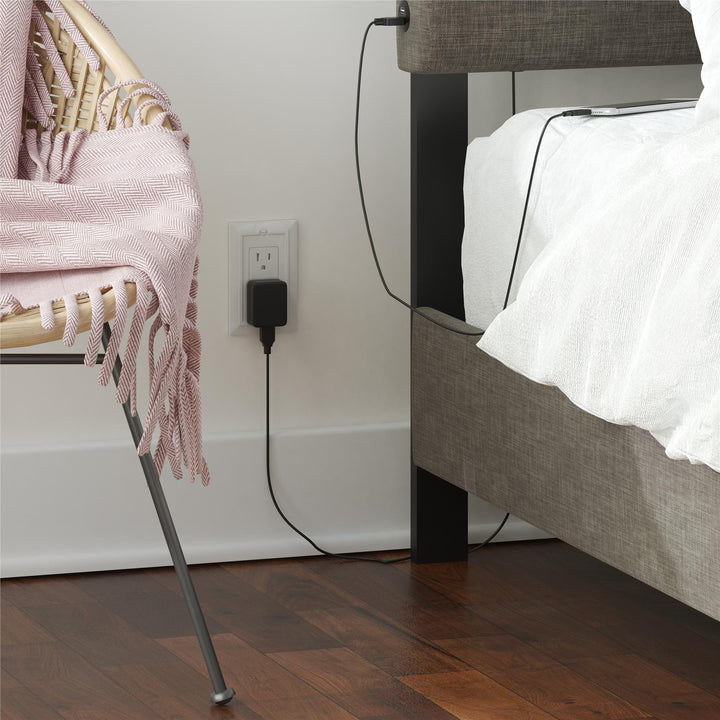 stylish linen upholstered bed - Dark Gray - Full Size