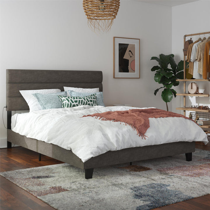 bed with tufted headboard - Dark Gray - Full Size