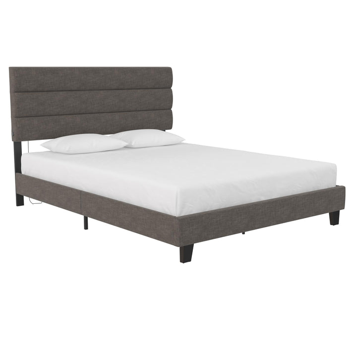 headboard with usb ports - Dark Gray - Queen Size