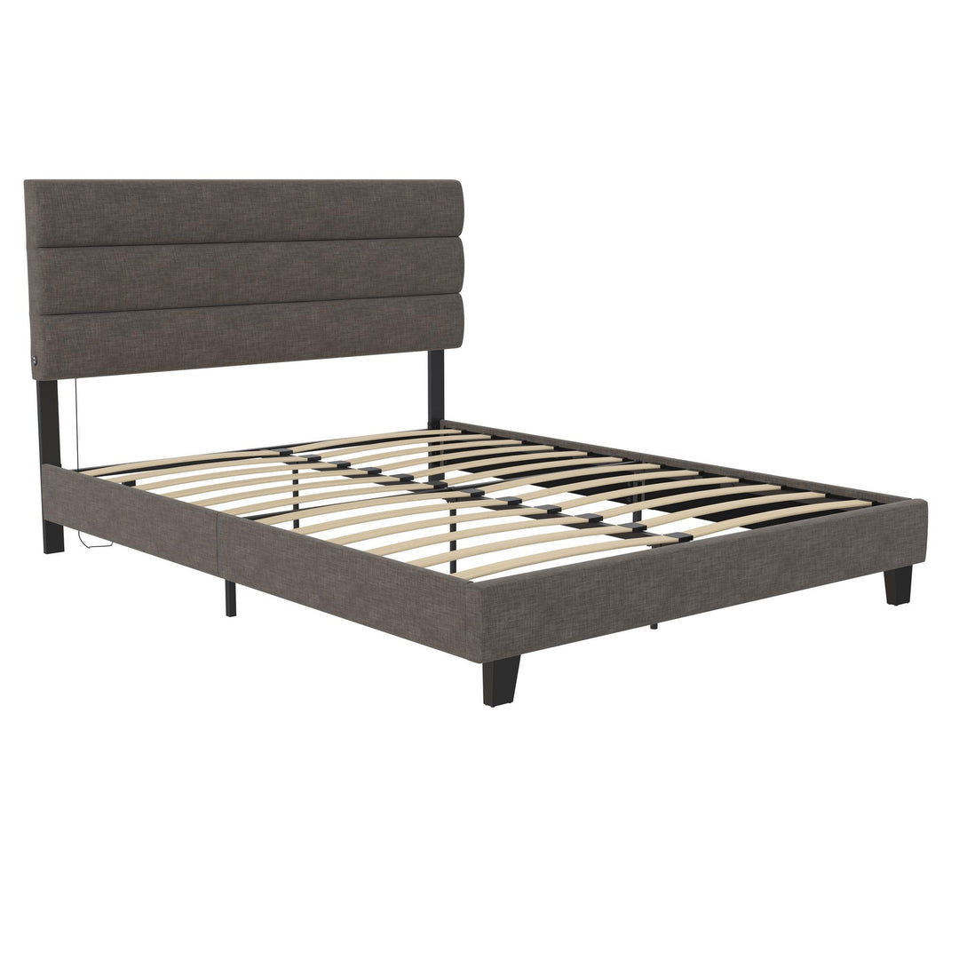 tufted platform bed frame - Dark Gray - Queen Size