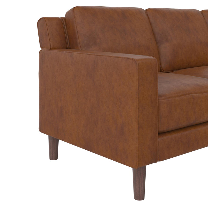 Brynn Upholstered Sofa with Wood Legs -  Camel