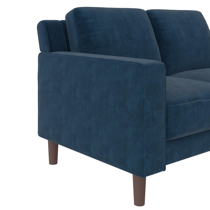 Brynn Fabric Upholstered 2 Seater Sofa with Wood Legs - Blue
