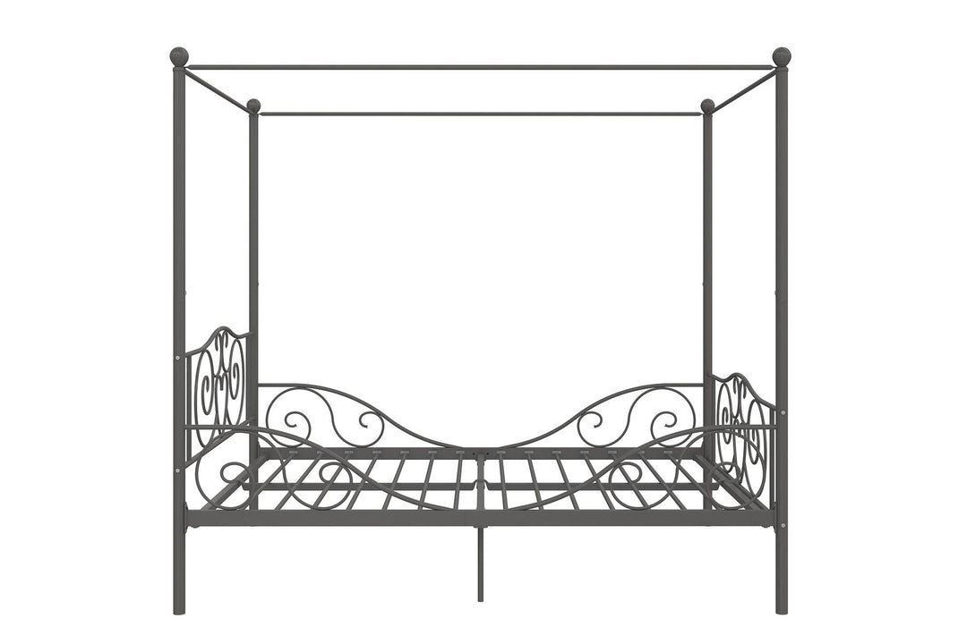 Best Canopy Bed with Secured Slats -  Pewter  -  Full