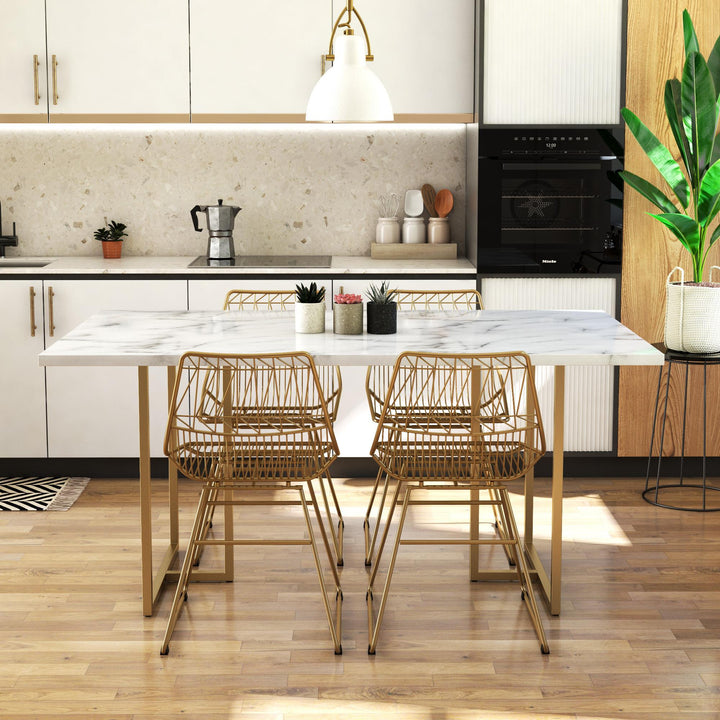 Elegant dining table online -  White marble