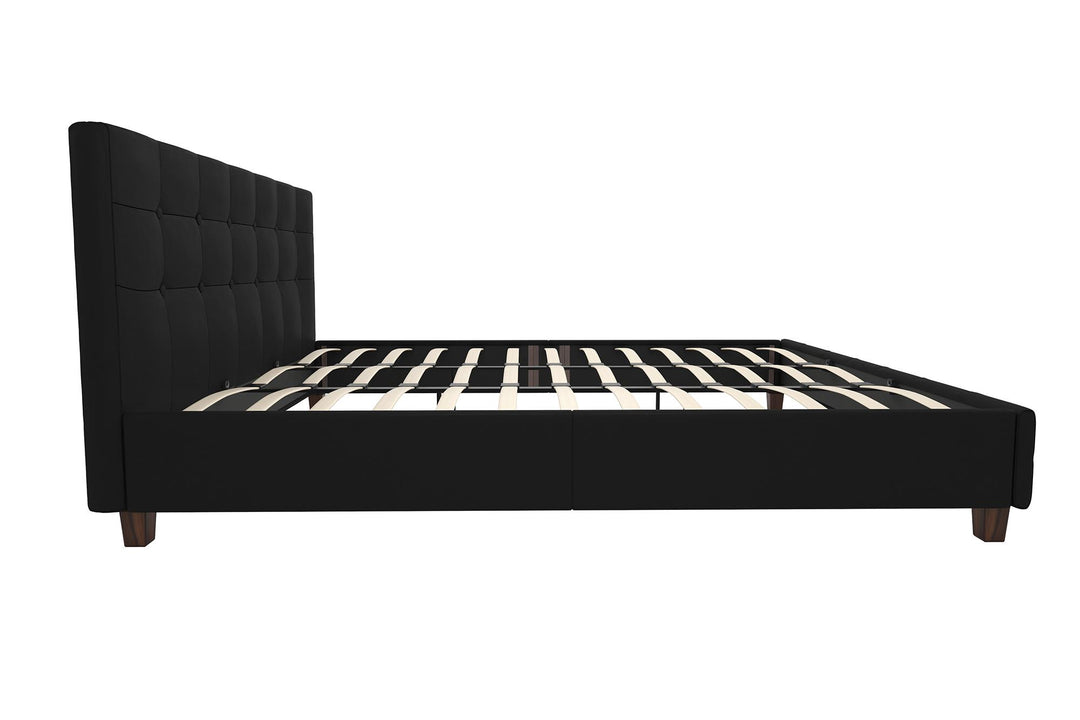 Rose Upholstered Bed with Button Tufted Detail - Black - King