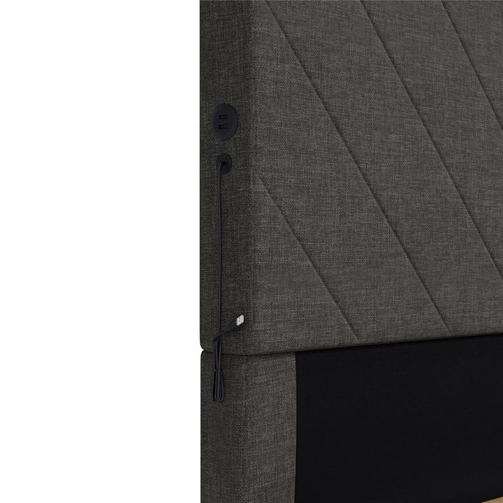Paxson Upholstered Bed with USB Port and Wood Slats - Gray - Queen