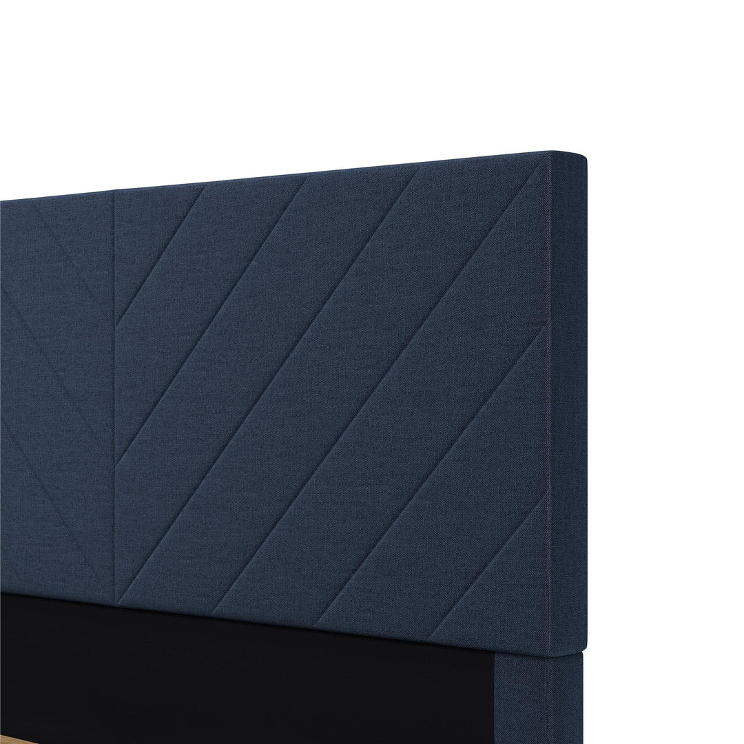 Paxson Upholstered Bed with USB Port and Wood Slats - Navy - Queen