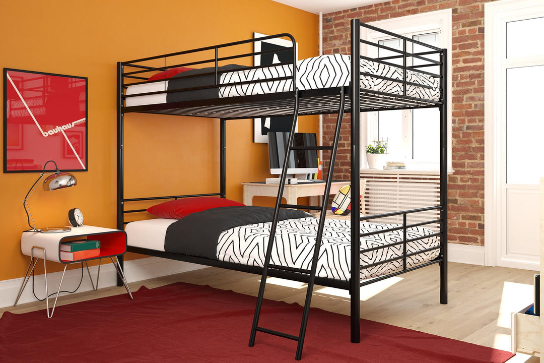 Best Convertible Stacking Bunk Bed -  Black  - Twin-Over-Twin