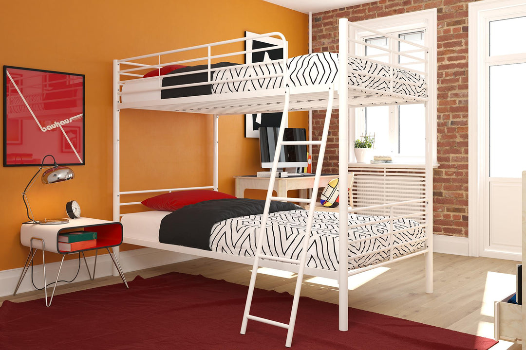 Twin over Twin Bunk Bed with Conversion -  White  - Twin-Over-Twin