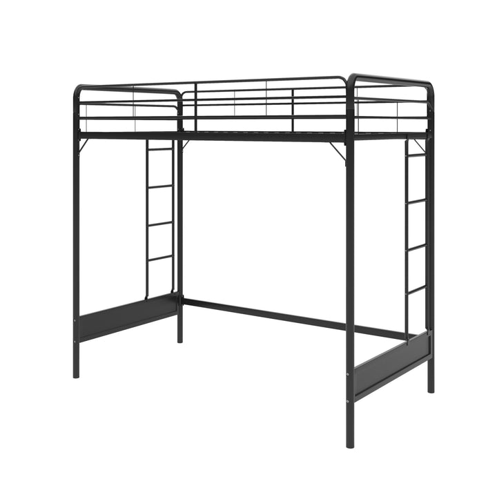loft bed with metal frame - Black - Twin Size