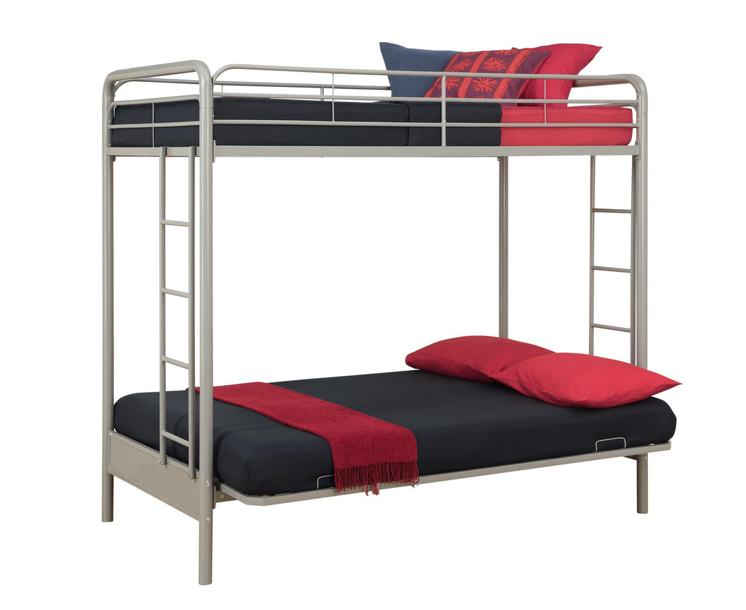 Best Sammie Bunk Bed with Integrated Guardrails -  Silver  - Twin-Over-Futon