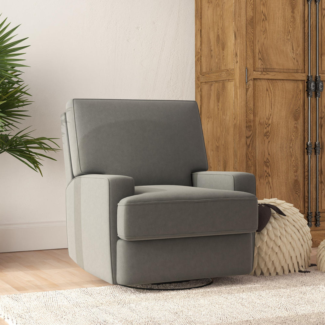 Rylan: Swivel Glider Recliner Chair with Unique Square Back