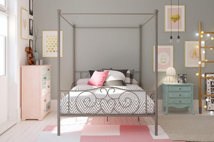 Best Canopy Metal Bed Frame -  Pewter  -  Full